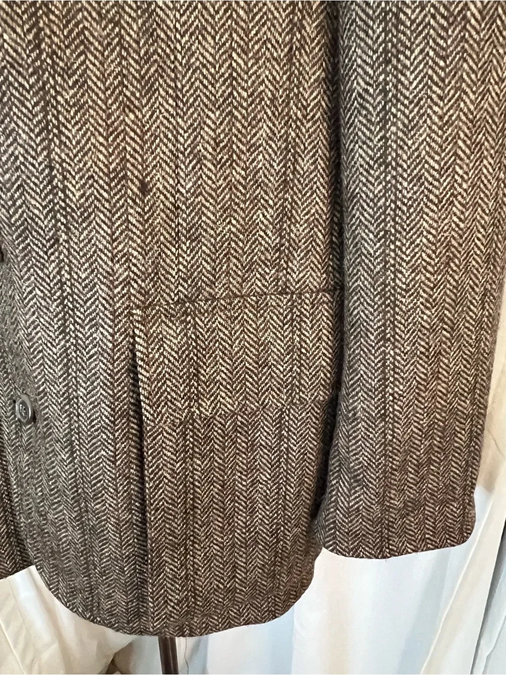 Vintage Classic Wool Banana Republic Brown Herringbone Hunting Coat